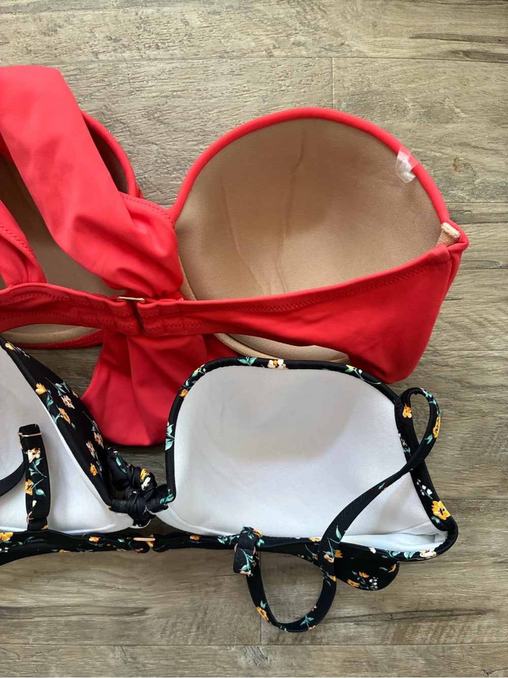 Shade & Shore 2 Bikini Swim Tops Floral Plain One Strap - Picture 11 of 13